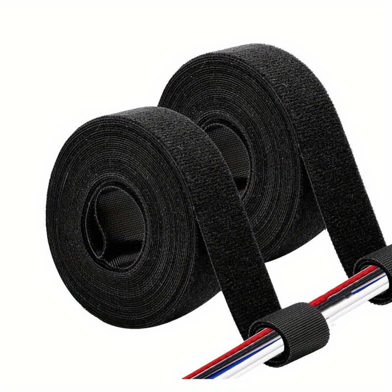 TEMU 1 Inch X 33 Ft Double-sided Adhesive Tape - Heavy-duty, Self-stick, Reusable Cable Management Strap For Extending And Organizing Cables, Black