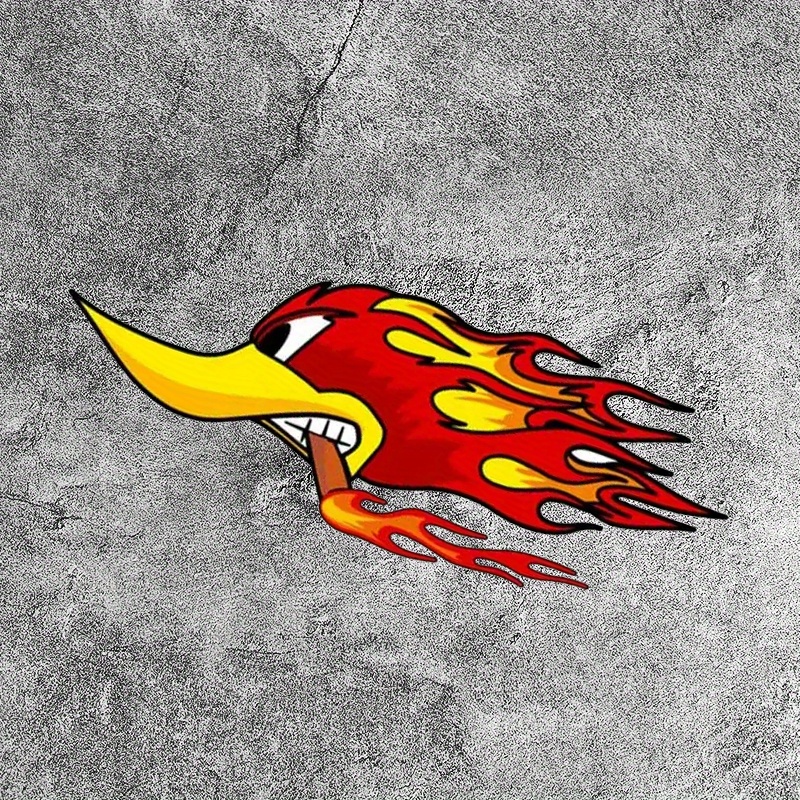 Image of Set Of 3 Decorative Stickers Motorcycle And Flame - Waterproof Vinyl, -scratch, Heat Resistant - Red/orange/yellow/grey - Easy To Stick And Remove For Scooters, Suvs, , Boats, Atvs, Utvs - Sticker