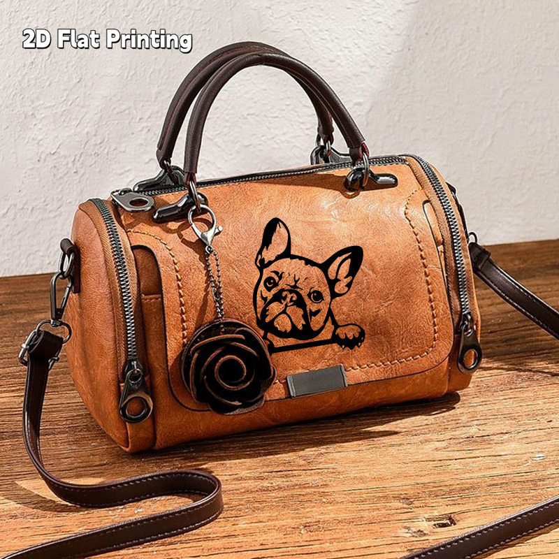 Image of 1pc, Vintage-style Handbag Featuring A Hand-drawn French , Patterned Shoulder Bag With A Rose Pendant, A Crossbody Can , Ideal For Daily Commutes, Business Travel, A Chic Small Bag