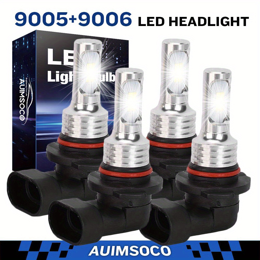 

4x Honda For 2003-2007 Led Headlight Bulbs / Low 9005/ Hb3 9006/ Hb4 Kit, Super Cob 40w 500% Super 6000k And , Of 4, Battery