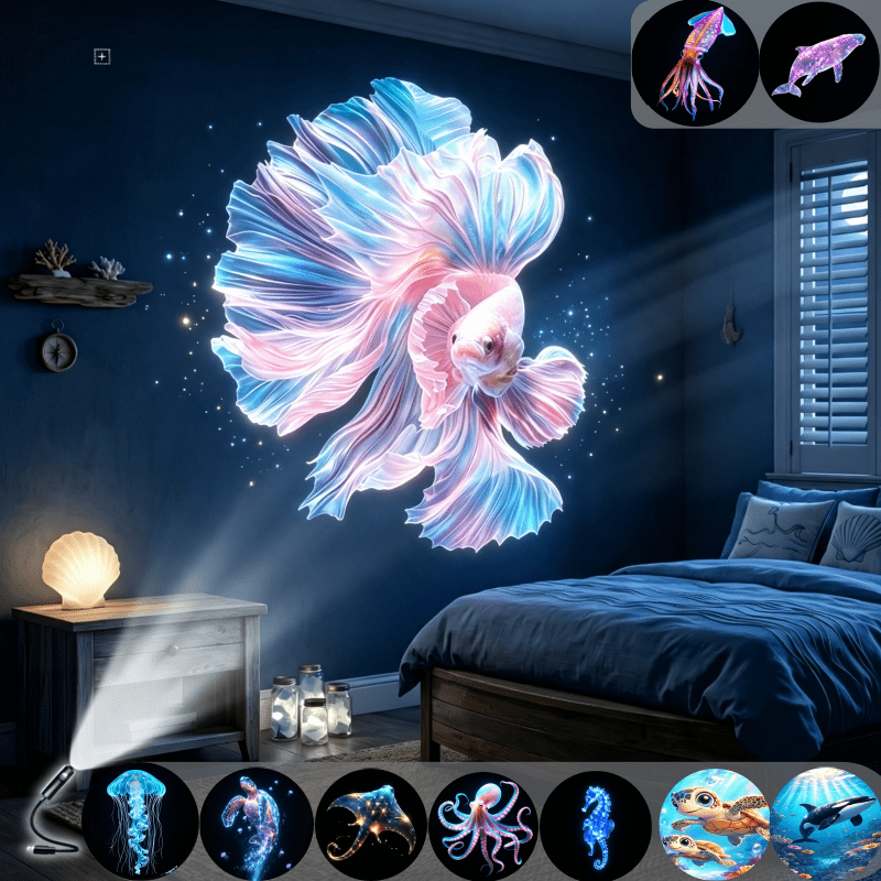 TEMU Marine Animal Projector, Usb Powered Marine Projector With 10 Patterns, 360 ° Rotating Projection Of Turtles, Whales, , Etc. /wall. Romantic