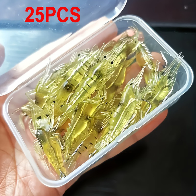Alternative view of Set de Señuelos de Pesca de Camarón Suave de 5/15/25 piezas - Cebo de Camarón Artificial de PVC con Anzuelos…