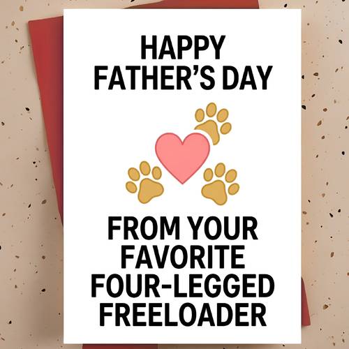 1pc funny fathers day greeting card for dog dad cat dad father paw print and heart minimalist cartoon humorous sarcastic card with envelope