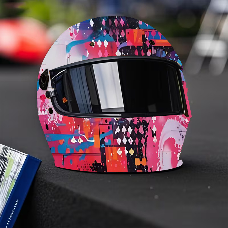 2d-flach,  . helmaufkleber, 2d abstraktes geometrisches design, strapazierfähiges pvc-material, künstlerisch-ästhetische grafik-aufkleber für motorrad-rennhelm-dekoration, helmzubehör, 2d-flach