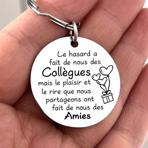 1pc stainless steel french quote keychain with mentor colleagues design inspirational teacher gift coworker appreciation retirement or farewell present womens motivational keepsake with french saying english translation elegant minimalist style durable metal token for leadership gratitude mentorship recognition and farewell tributes featuring heart and french text design