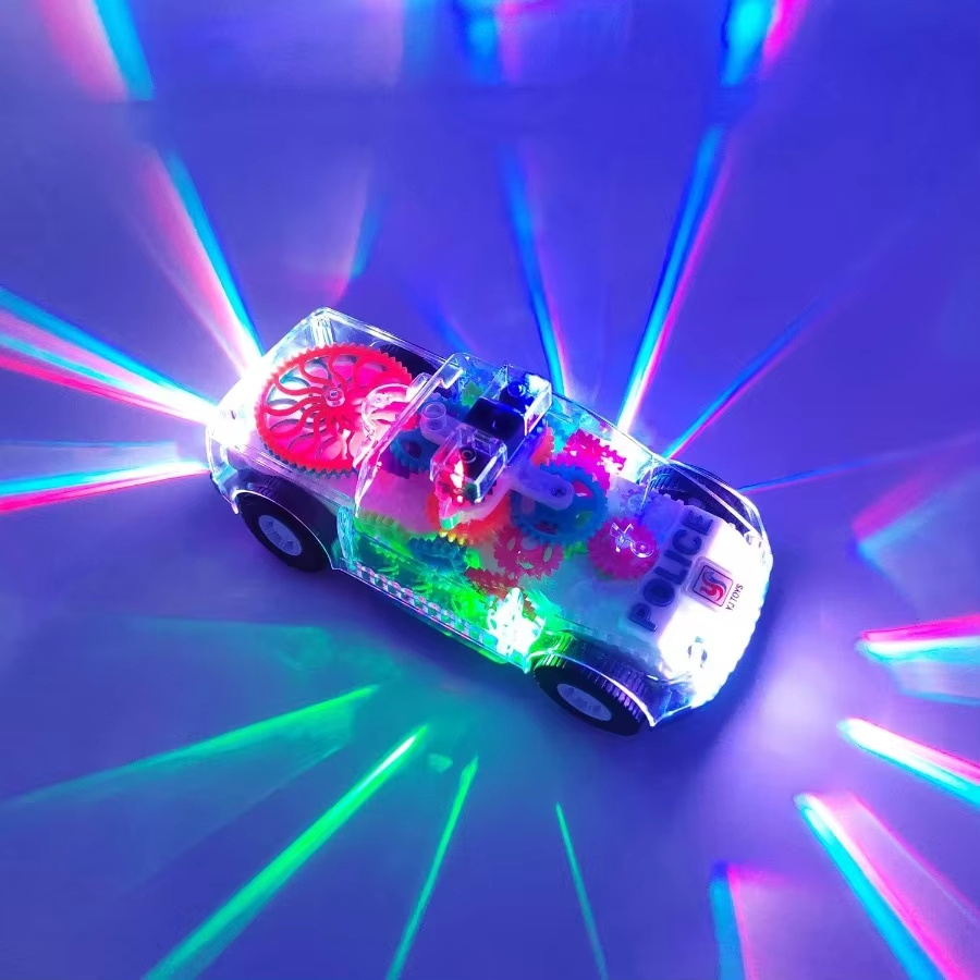 Kids Toys Police Cars Electric Transparent Gear Train Toyskids Train Toys, Flashing Lights And Music, 360° Rotation, Educational Training Toys, Boys And Girls Toys, Kids Birthday Holiday Gifts