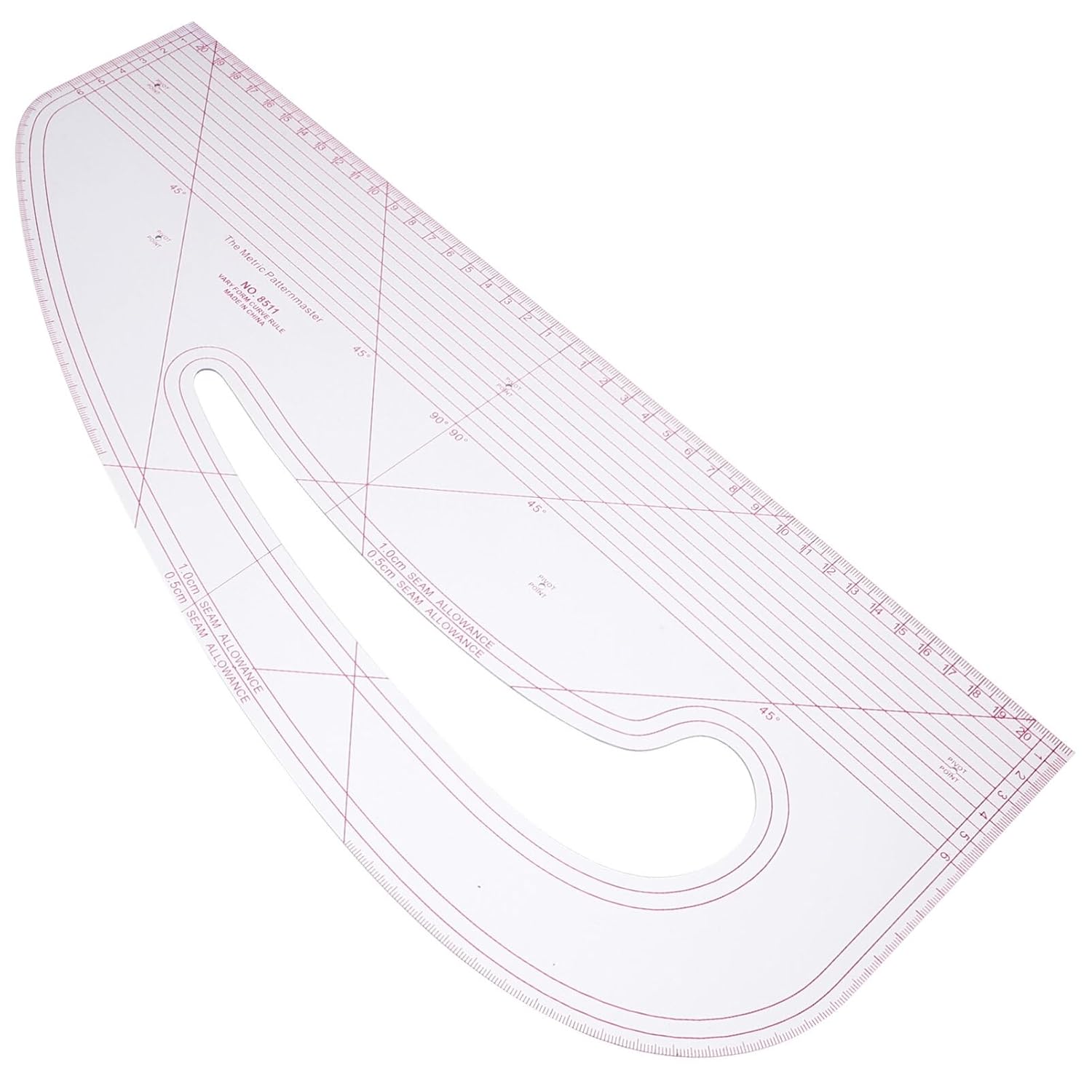 TEMU 1pc Transparent Acrylic Sewing Ruler, Pattern Maker's Drafting Ruler, Clothing Design Ruler, Clothing Pattern Drafting Curve Ruler