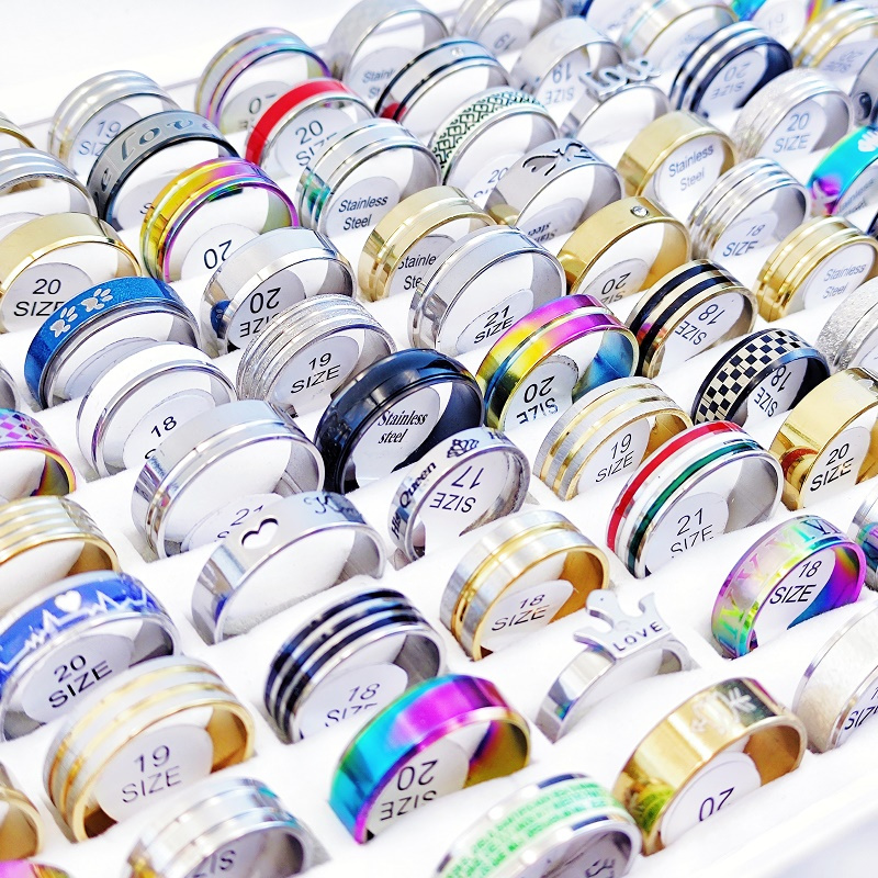 Wholesale 20pcs Stainless Steel Stripe Rings Set