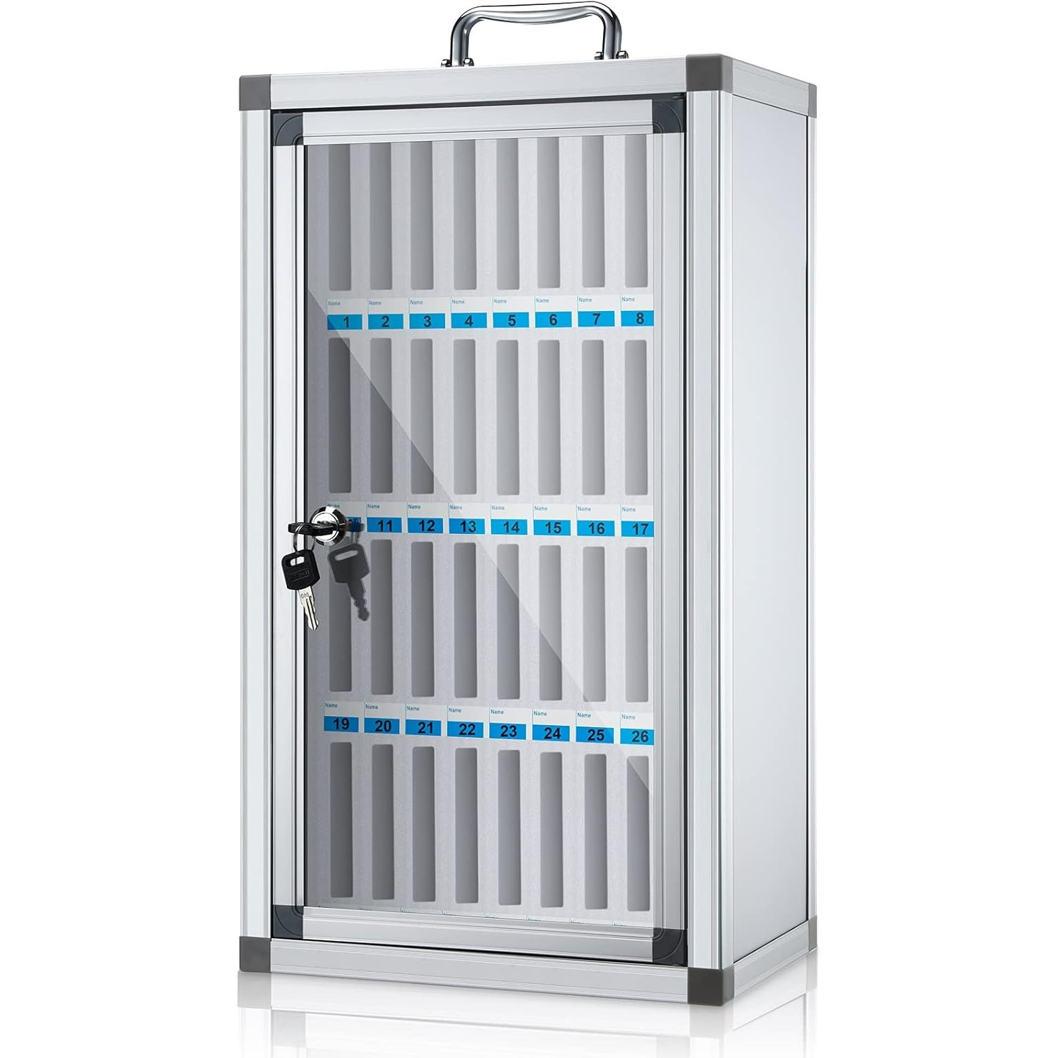 TEMU Cell Cabinet Aluminum Alloy Pocket Chart Storage Locker Box Cabinet Wall-mounted Cell Phones Storage Cabinet Cell Phones Locker Box With Handle