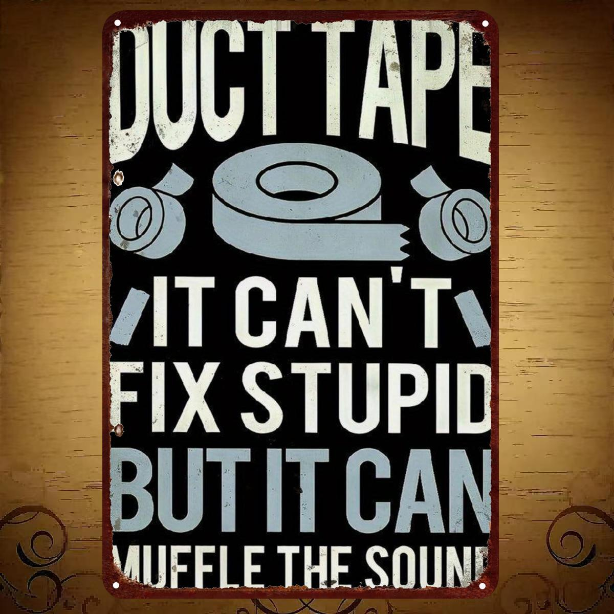 TEMU 2d Flat, Decorative Sign & Plaque, 2d Flat Wooden Decorative Sign, 1pc, "tape: It Fix Stupid, But It Can Lower " - Fun Wooden Wall Art Hanging