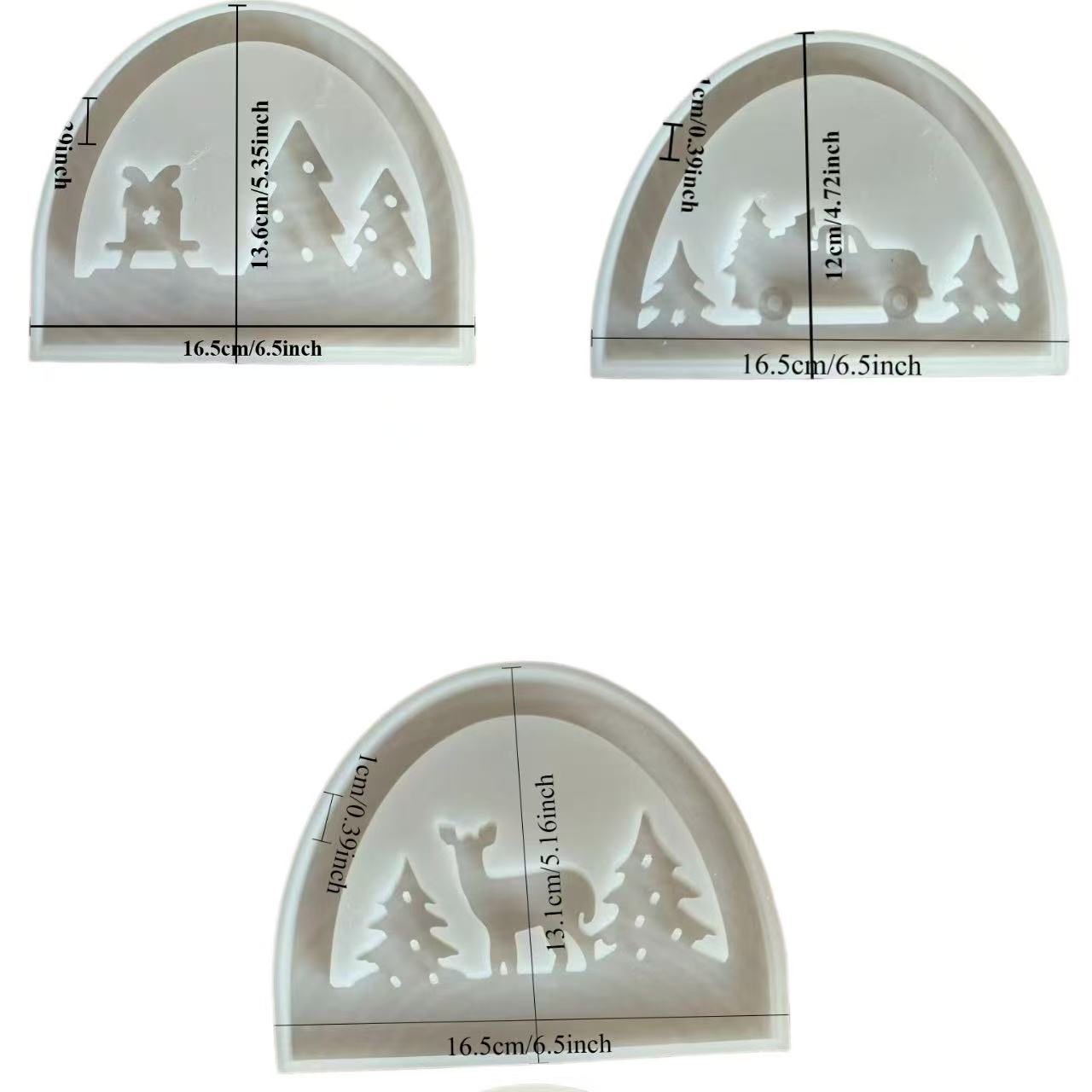 Image of Set Of 3 Silicone Molds For Christmas Reindeer And Christmas Tree Toppers - Suitable For Plaster And Candle Making