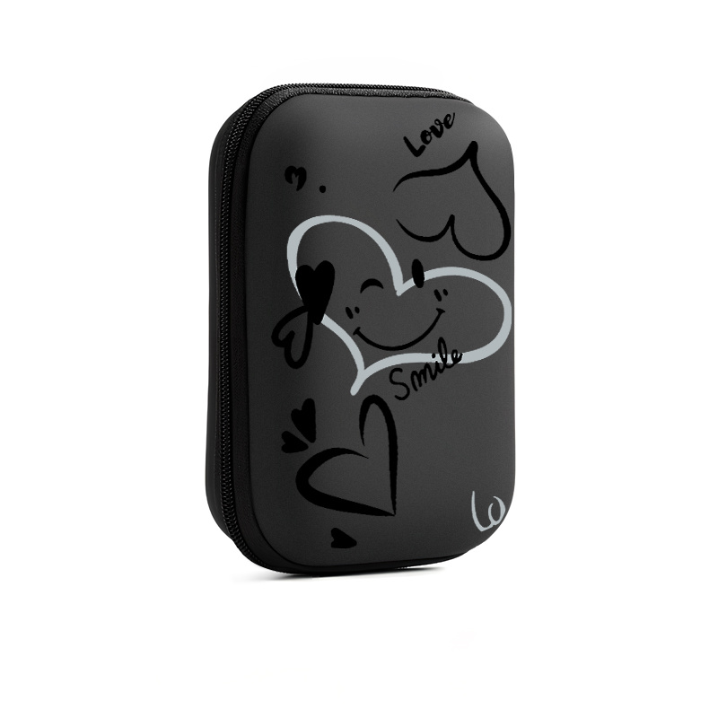 TEMU A Hollow Pattern In Of A Black Heart. An Essential Item For Office Use And Travel! This Eva Hard Case Is Designed For Storing Earphones, Cables