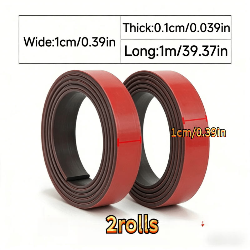 2 Rolls Of Strong Magnetic Tape For Crafting, Whiteboard, And Refrigerator Storage