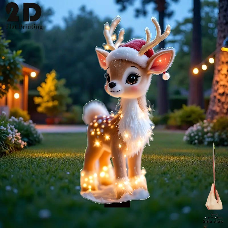 TEMU 2d Flat - 【2d Flat】 2d Flat - [2d Flat] A 2d Flat Decoration Featuring A Christmas Reindeer For The Garden, Perfect For A Festive Atmosphere In