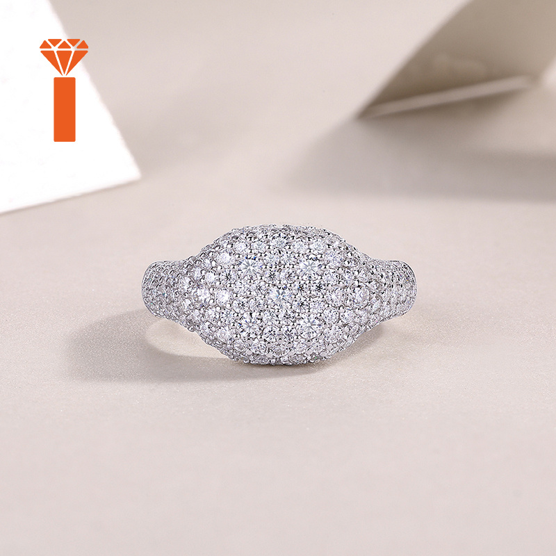 Dome Set Moissanite Bridal Ring in S925 Silver
