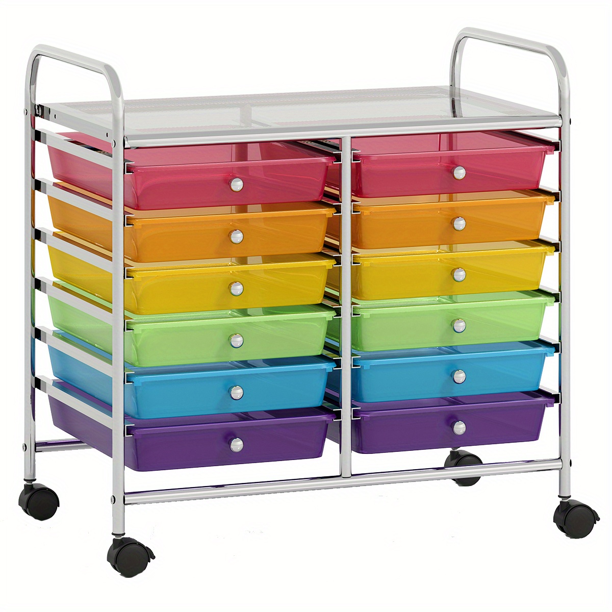 Cart With Drawers, Kitchen Cart With Wheels, Large Desktop, Side Handles, Smooth Tracks And Buttons, Auxiliary Cart For Living Room, Kitchen