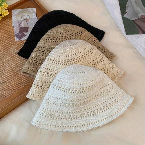 1pc 2026 new summer womens hollow out sun hat breathable thin suitable for shopping travel outdoor wear