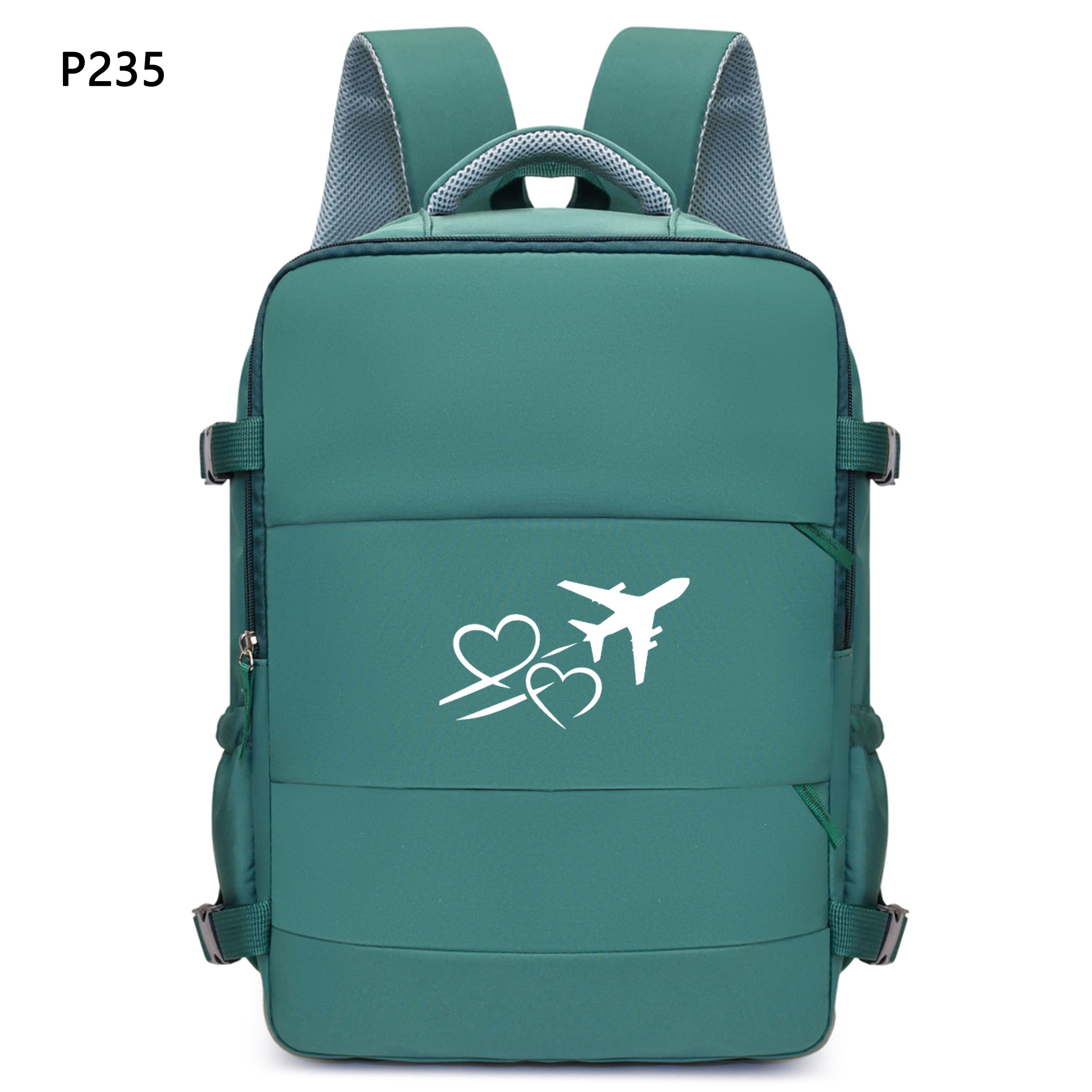 TEMU Travel Carry-on Backpack (airplane Approved Size), Heart Airplane Pattern Backpack Hand Luggage Bag Independent Shoe Bag And 180-degree Opening