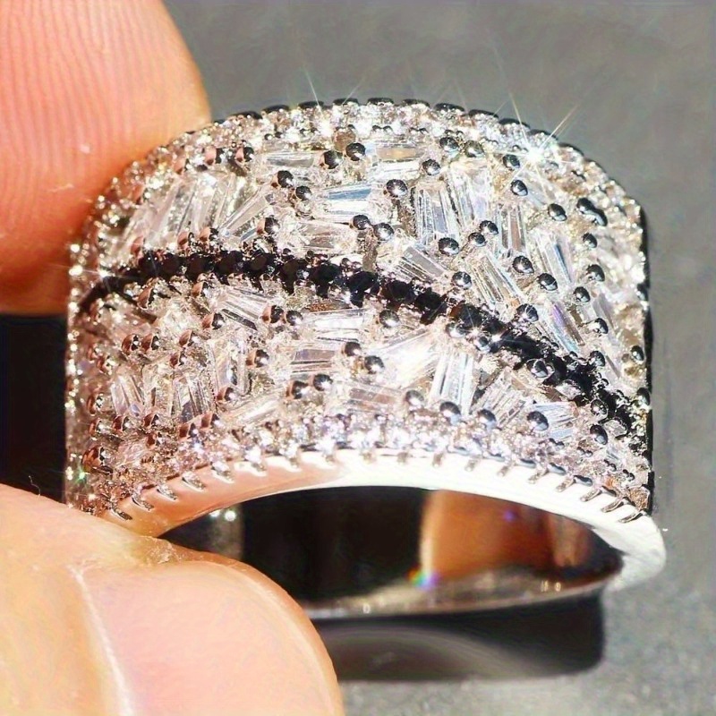 Micro Paved Zirconia Wide Band Statement Ring for Women & Men