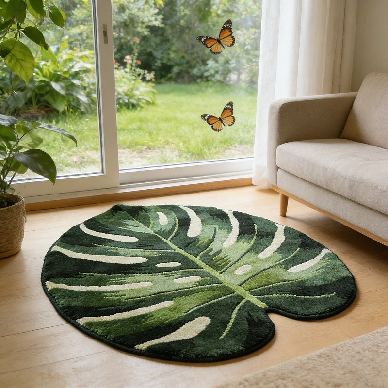 1pc Suitable for Rooms * Imitation Cashmere Rug with Plush Carpet - Thick  Pile Monstera Leaf Design, Irregular Shape Suitable for Bedroom, Living  Room, Entryway, Balcony, Bay Window, Machine Washable ...