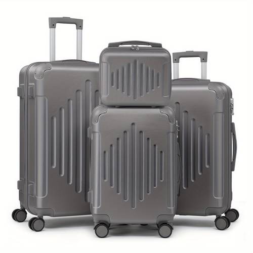 Of 4 Suitcases Featuring Corner Guards, Available in Sizes 12, 20, 24, And 28 Inches. These Durable Hard-Shell Cases Come with 360-Degree Spinner Wheels, Offering a Spacious And Lightweight Option for Travel