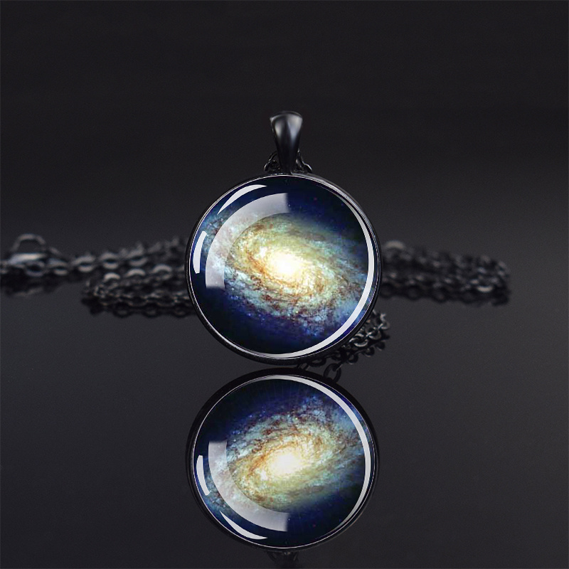 Starry Sky Design Glass Cabochon Pendant Necklace