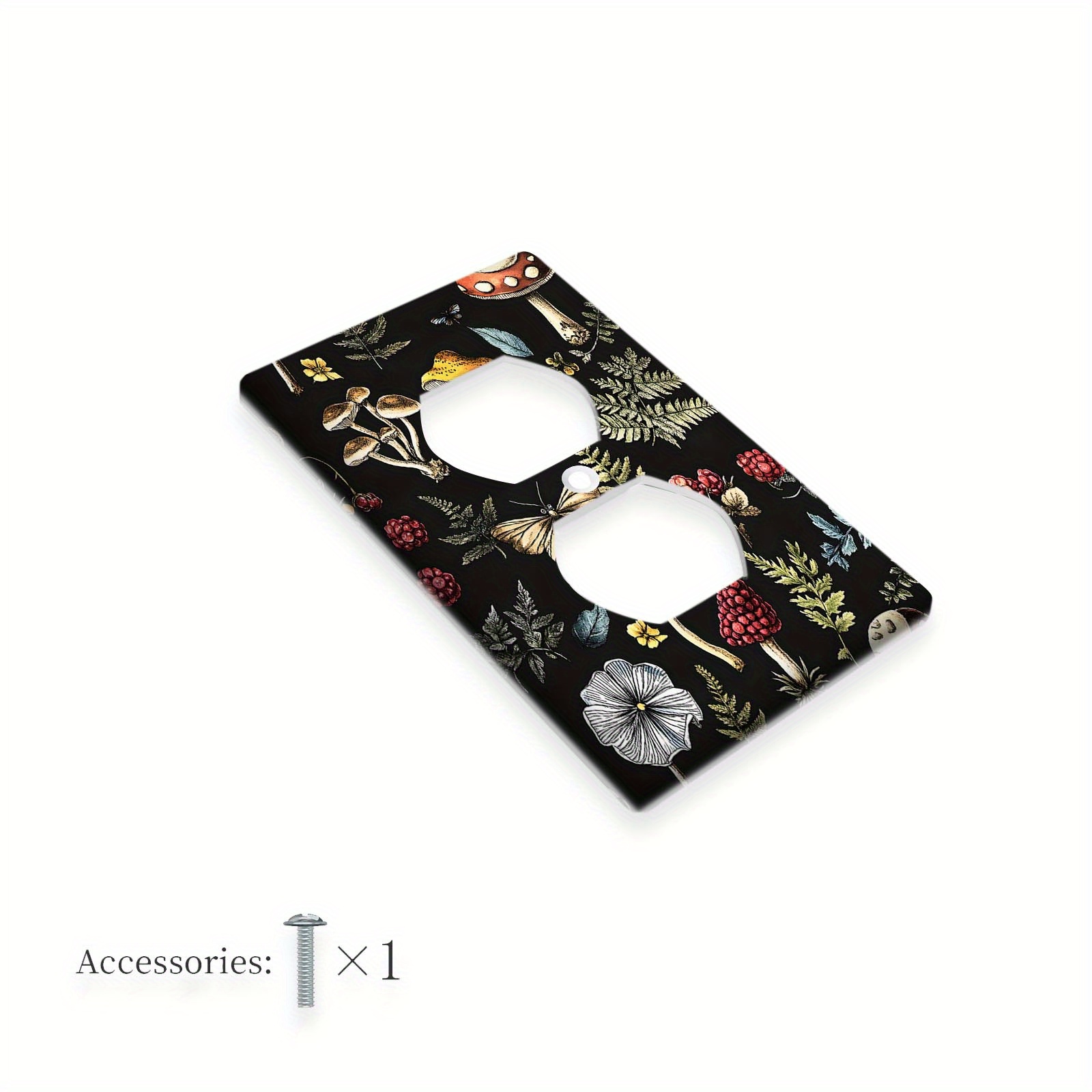 TEMU 1pc 1gang/2gang Boho Mushroom Dragonfly Wall Plate -panel With Power Socket Cover - Add A Touch Of To Your Bedroom, Kitchen, Or Home Decor