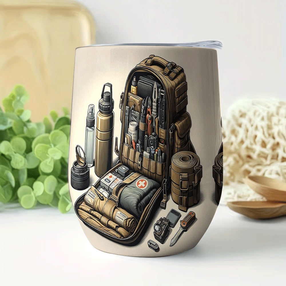 TEMU Exquisite Gift 1pc 12oz Gear Backpack With Kit, Multi-tool Set, Water Bottle, And Emergency Supplies For , Hiking, Camping, And Fitness