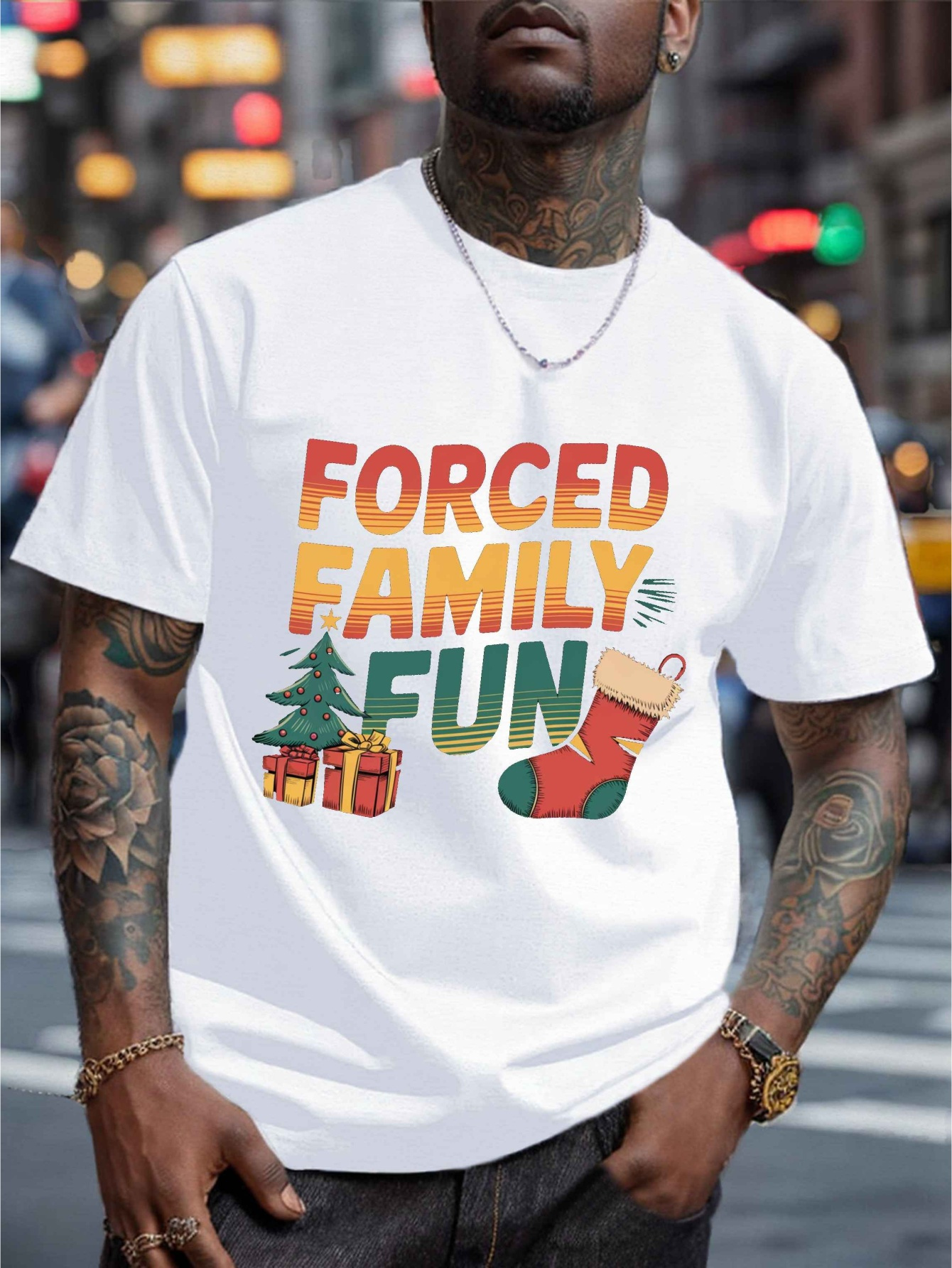 camiseta gráfica navidad hombres 