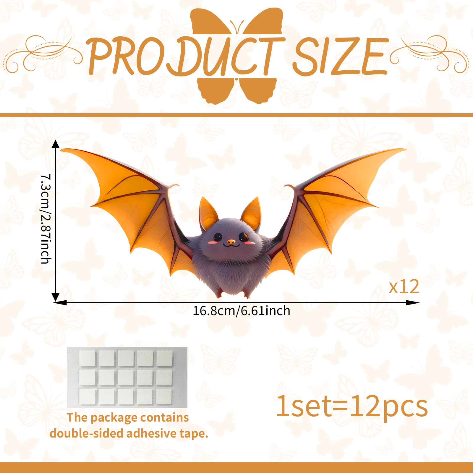TEMU A Set Of 12 Halloween Cute Bats Stickers Pvc Three-dimensional Bat Stickers, Window, Door, Desktop Holiday Decorations Py17511-kr