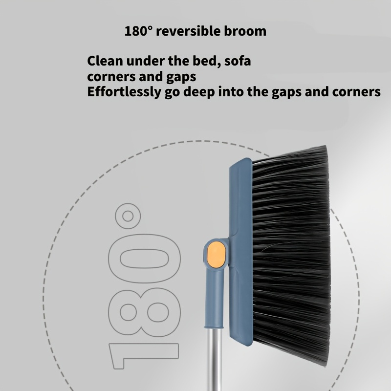 2pcs set of brand   in 1 rotatable and foldable magnetic suction broom dustpan sweeping set enlarged and thickened household broom living room bedroom pet hair cleaning broom non stick   blue orange white broom Product details 2