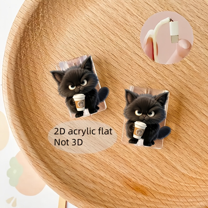 2pcs Black Cat Drinking Coffee Data Cable Protective Cover - Cable Management Suitable For Type-c/lightning Interface Anti-break Charging Cable Protector