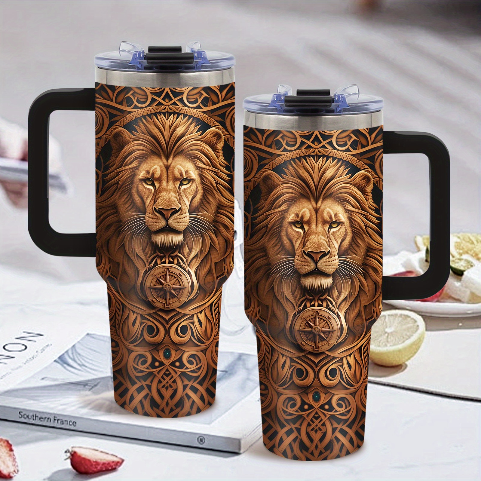 40oz Lion Design Insulated Cup – Best Gift for Son or Men