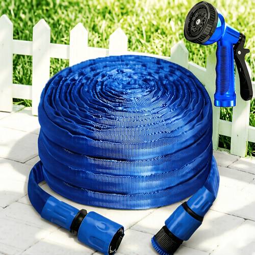 garden hose 25 50 75 100 150 feet non retractable with a 7 function nozzle anti kink flexible design 3 8 connectors and double layer suitable for lawns outdoor cleaning and camping