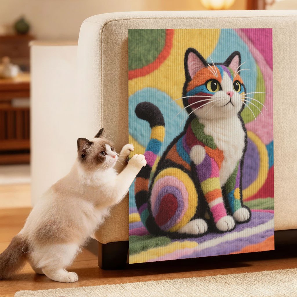 TEMU 자착식 고양이 스크래칭 보드, 벽걸이, 소파 모서리 및 각종 부착에 적합한 튼튼한 스크래칭 패드, 발톱 연마 및 등반 놀이 지원, 크리스마스 및 할로윈 장식 아이템
