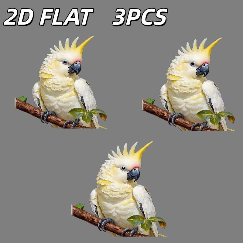 TEMU 3pcs 2d Flatwhite Bird Heat Transfer Sticker, Stenciling Patch Suitable For T-shirt Art, Pillow Decoration - Colorful, Washable Plastic Decal,