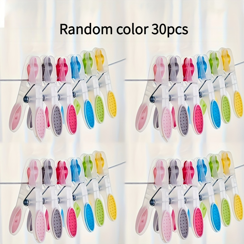 TEMU 30 pinces à linge colorées épaisses, pinces à linge en plastique antidérapantes, pinces résistantes au vent, adaptées au séchage des vêtements,