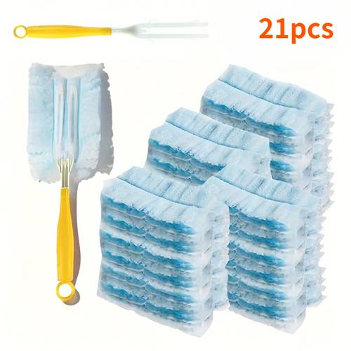 21pcs set dust cloths 1 handle disposable electrostatic duster a must have for home and car cleaning furniture keyboard and car duster with replacement heads a multi functional cleaning tool