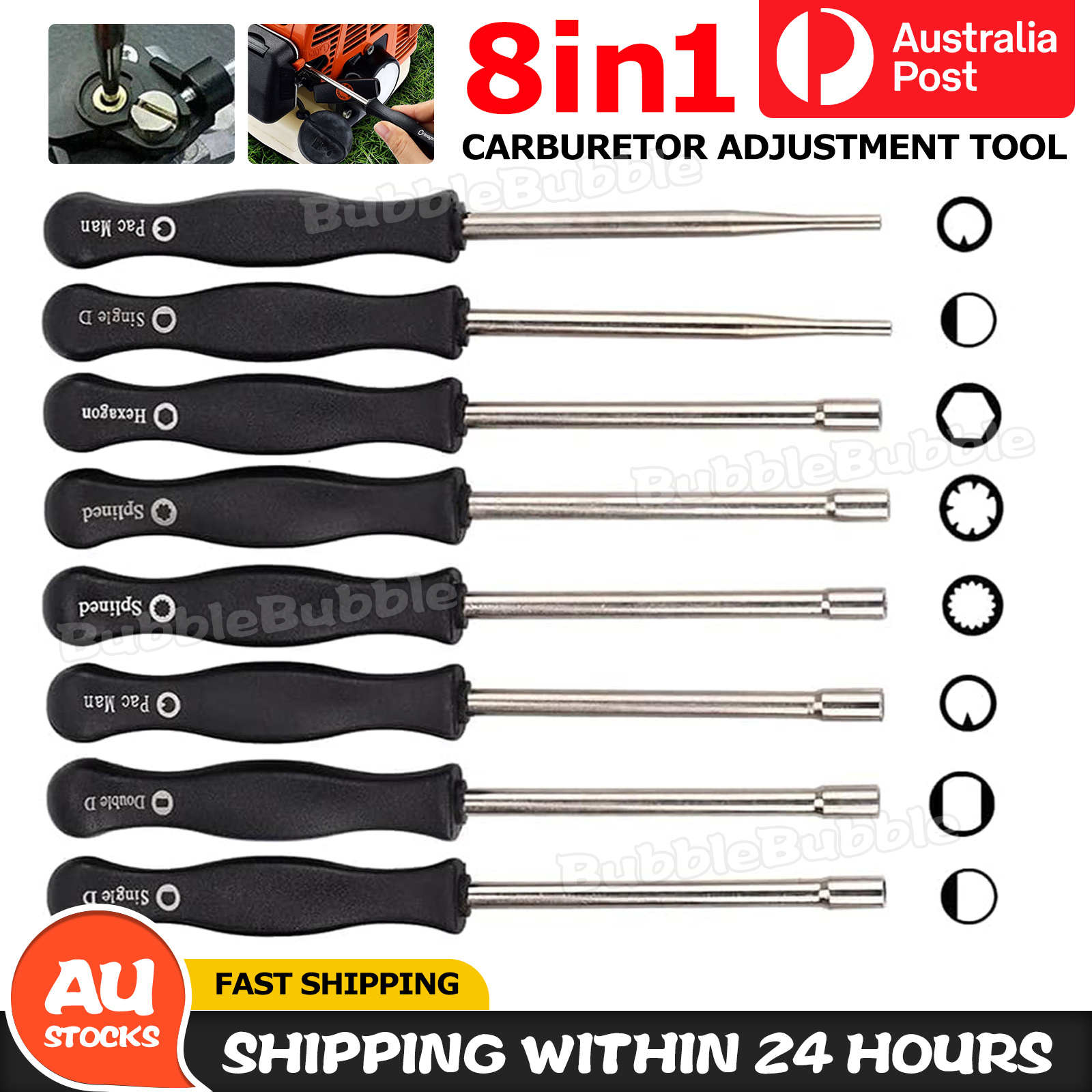 TEMU 16pcs Carburetor Adjustment & Screwdriver Set Compatible For 2- Engines, Single/double, Hex & Splined For Atv, Dirt, Lawn Mower, Chainsaw Carb