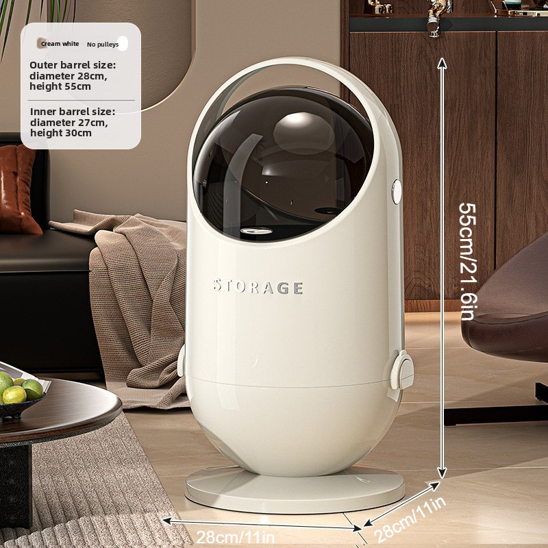 Modern Cylindrical Automatic Odor-Control Trash Can with Central Locking Lid & Wheel System - Heavy-Duty Plastic Mobile Bin with Ergonomic Handle, Space-Saving Design for Kitchen, Office, Living Room - Modern Red/Black/White/Gray/Black with Golden Lid - Durable & Hygienic Waste Disposal, Sleek Cylindrical Shape with Smooth Wheels for Easy Mobility, Odor-Reducing & Hygienic Storage Solution, Garbage Cans for Kitchen, Diaper Trash Can, Trash Can On Wheels,