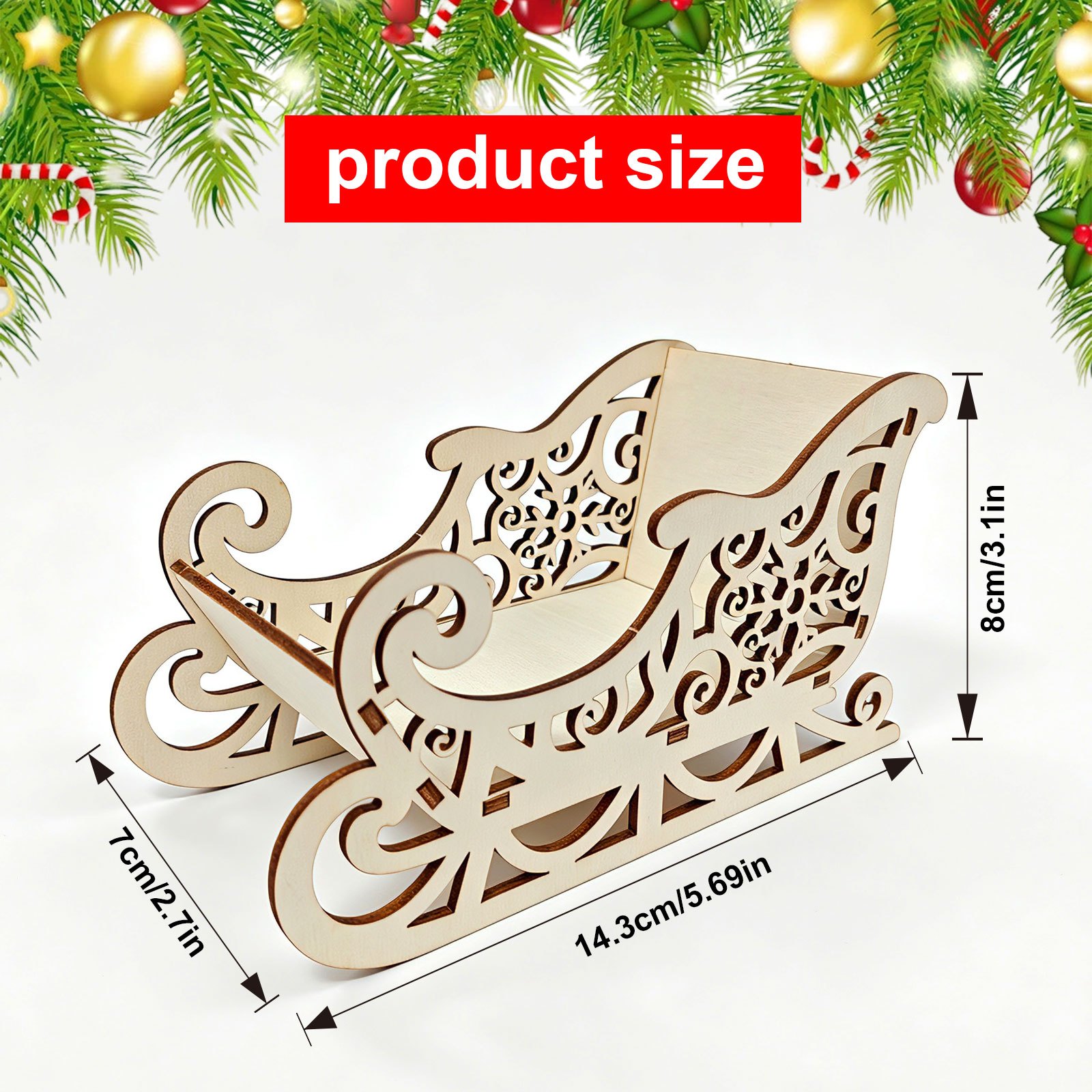 TEMU Placa y adorno decorativo de navideño de madera calada , decoración de escritorio a de , adecuada para exhibición en mesa las fiestas y