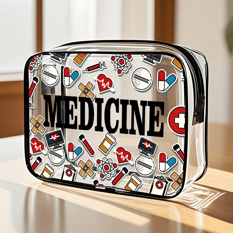 TEMU Elegante beauty case a tema in PVC , portatile e per palestra, spiaggia e pendolarismo . Resistente da pulire, 癡 un regalo da viaggio. come idea