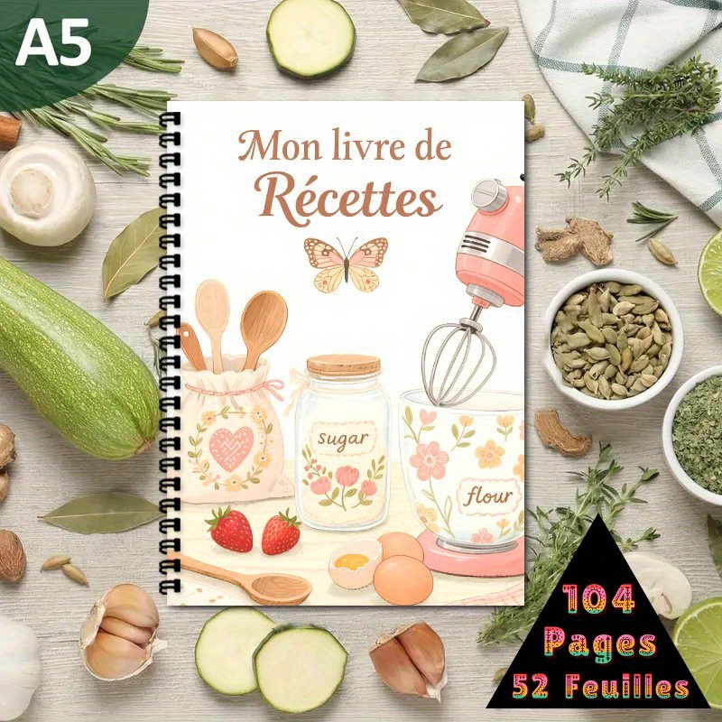TEMU Interesting French Recipe Book, Personal Blank Recipe Manual, Kitchen Planning Tool Suitable For , Men And Women, A Great Gift , Recipe Book,