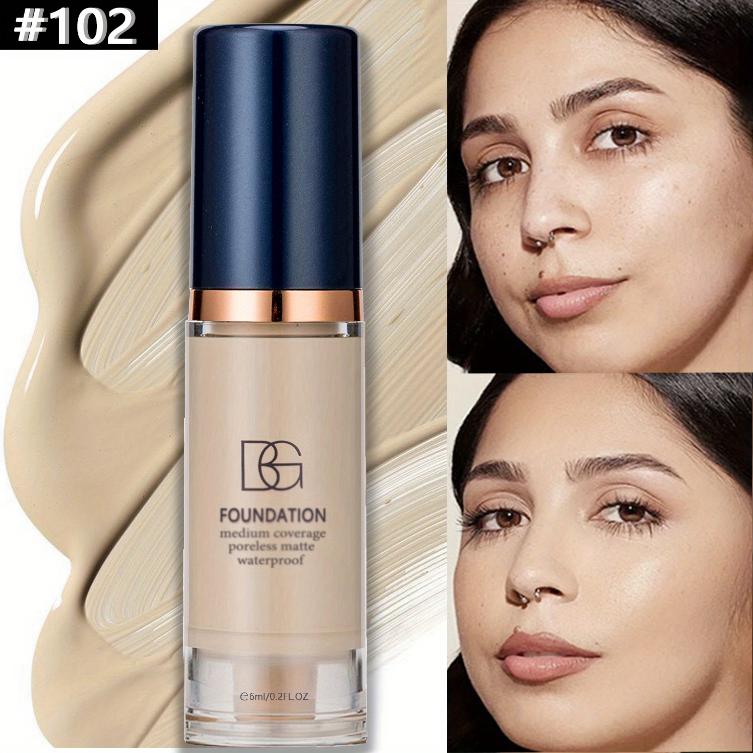 A Liquid Foundation with Six Shades That Provides Complete Coverage, Ideal for Every Skin Type. It Conceals Dark Circles Effectively, Offers Long-Lasting Coverage