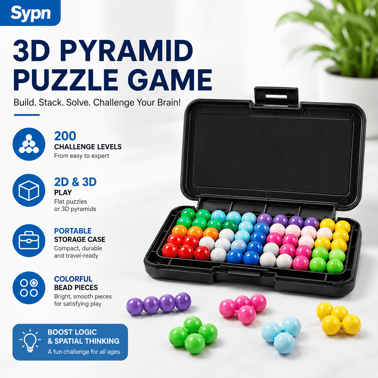 200 Levels 3D Puzzle Pyramid, Logic Brain Teaser