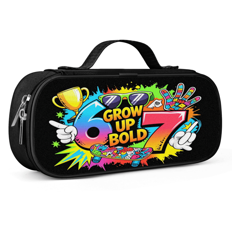 TEMU Trousse à crayons en polyester avec poignée, œuvre d'art graffiti "67" , sac de papeterie à fermeture éclair, pochette de rangement quotidienne