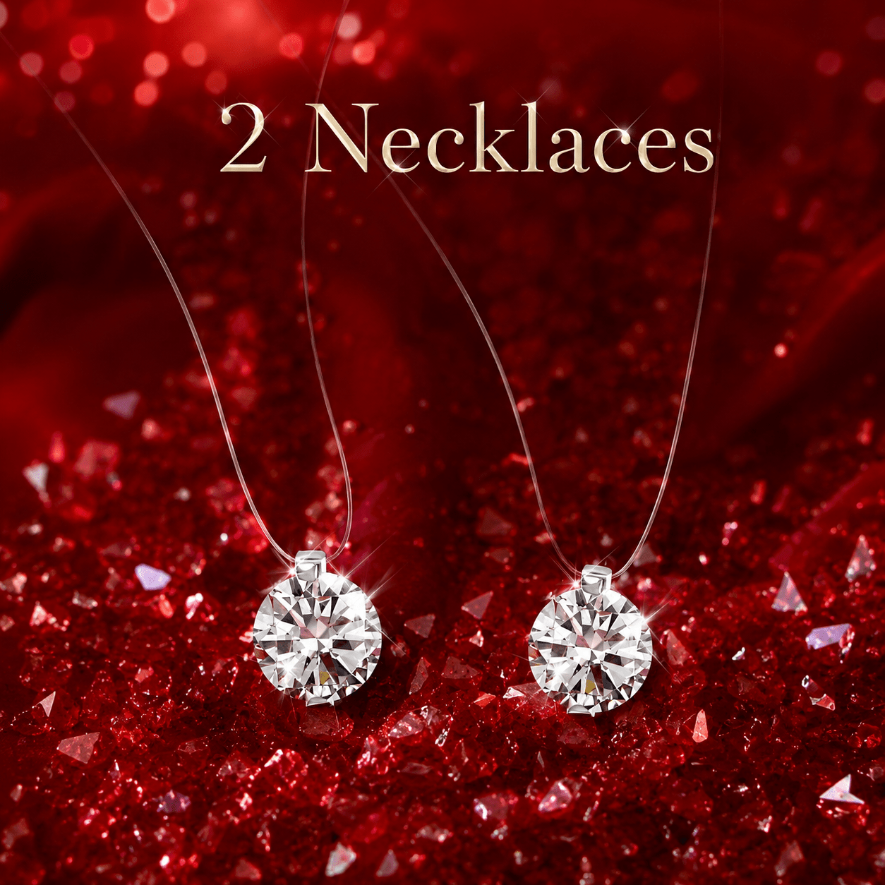 TEMU 2pcs Women's Classic Simple And Exquisite Bling Bling Transparent Choker Necklace Set, For Daily Wear, Vacation, And Parties, Valentine's Day