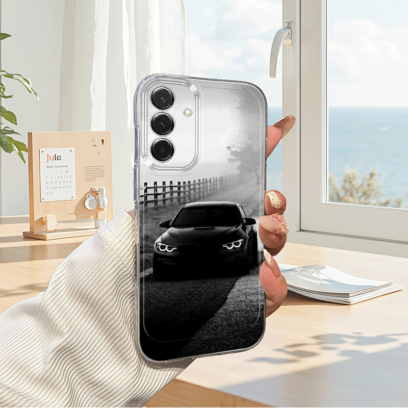 Trda zaščitna ovijalka za telefon: Kul črna športna avtomobilska ovijalka za telefon, primerna za for Galaxy A03S A04 A05S A06 A07 A13 A14 A1