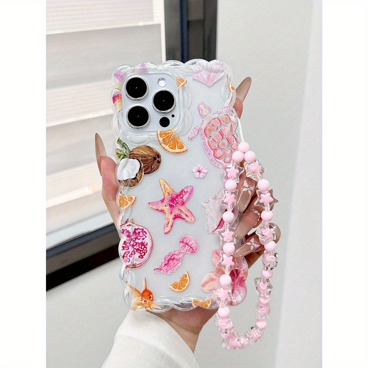 TEMU Phone Case - Pattern Painted Woven Transparent Case, Flat Printing, Drop-proof, Stylish And Cute, Compatible With Iphone Series 16/ 16 Pro/ 16