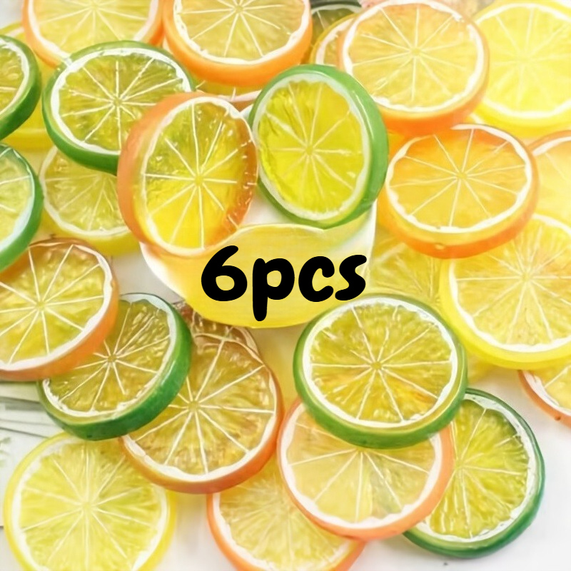 Image of 6pcs Realistic Lemon Slices - Artificial With True-to- Peel, Plastic Lemon For Holiday Decorations Suitable For Christmas, Easter, Valentine&;, Use - Easy To Clean & No Container Included, Random